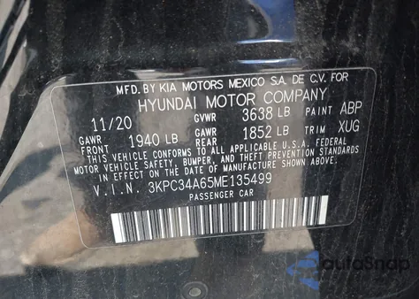 2021 Hyundai Accent Limited z USA, uszkodzony, nr VIN 3KPC34A65ME135499